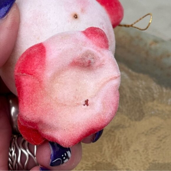 Vintage Blow Mold Flocked Red & White Panda Bear Ornaments Set of 2 - Picture 12 of 15